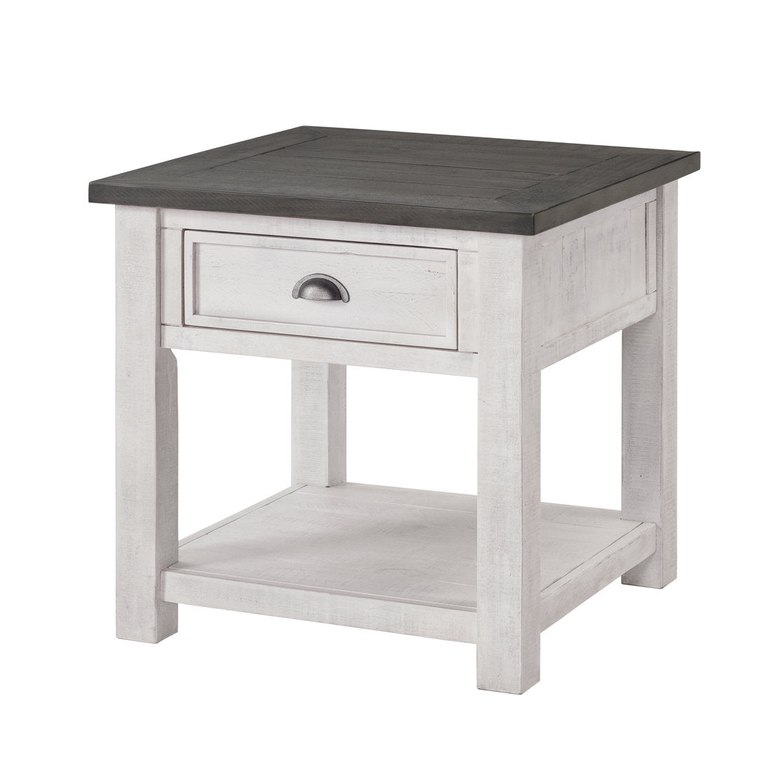 Holliman End Table with Storage Lark Manor™ Color: White/Gray