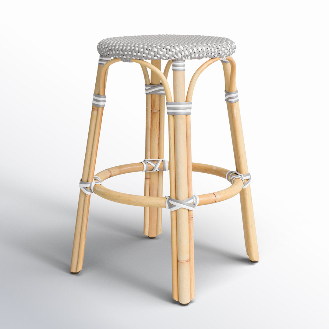 Alastair Bar & Counter Stool Birch Lane™ Color: Gray/White Dot/Natural Rattan Frame Seat Height: Counter Stool (24" Seat Height)