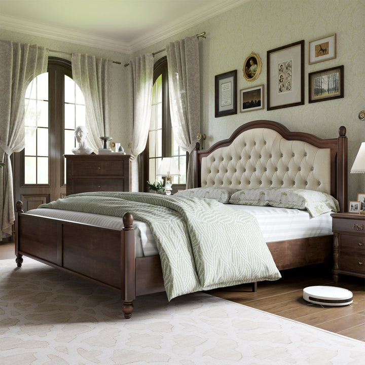Amilio Upholstered Bed Solid Wood Platform Lark Manor™ Size: Queen