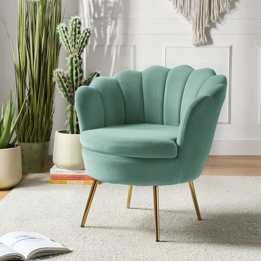 Hendrix Polyester Barrel Chair Etta Avenue™ Fabric: Sage Velvet