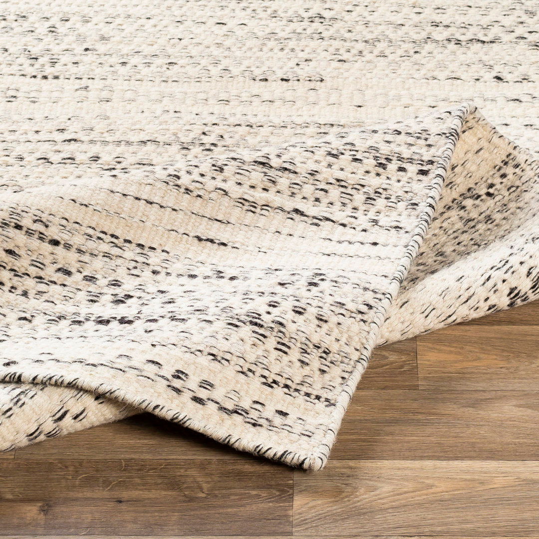 Sylvie Chevron Flatweave Wool Cream/Black Area Rug Kelly Clarkson Home Rug Size: Rectangle 2' x 3'