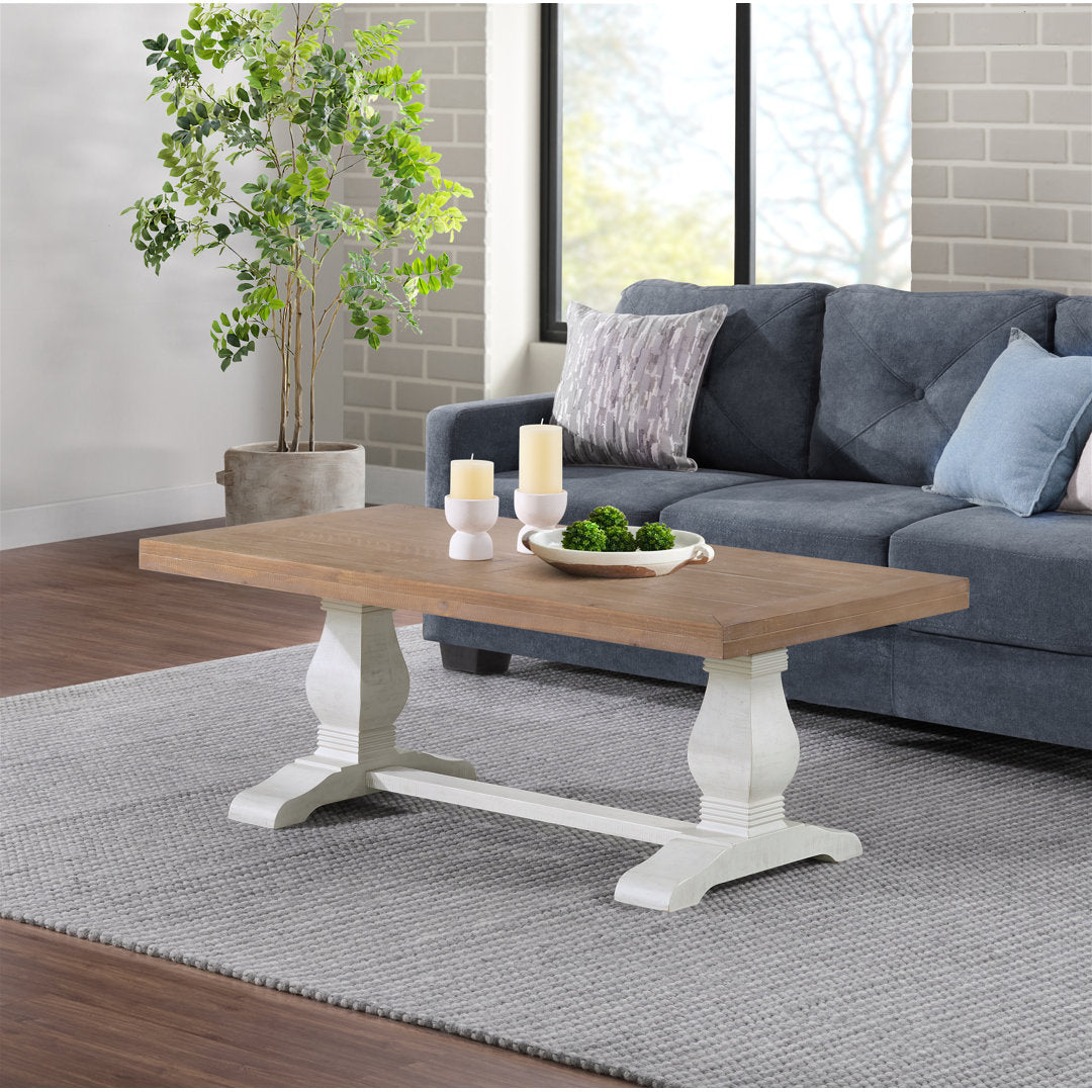 Sarcoline Solid Wood Pedestal Coffee Table The Twillery Co.® Table Top Color/Table Base Color: Driftwood/White