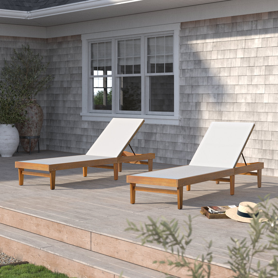 Scheiner 24'' Outdoor Acacia Chaise Lounge (Set of 2) Birch Lane™ Color: Teak