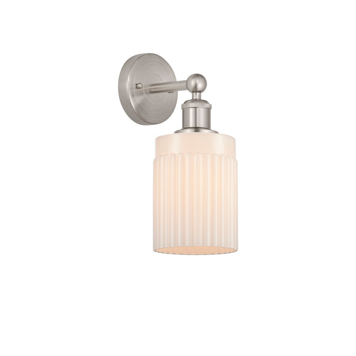 Elloise 1-Light Armed Sconce Kelly Clarkson Home Shade Color: Matte White Fixture Finish: Brushed Satin Nickel