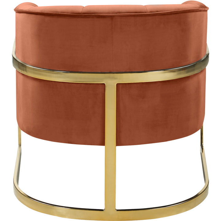 Barnicle 30" Wide Velvet Barrel Chair Everly Quinn Body Fabric: Cognac Velvet