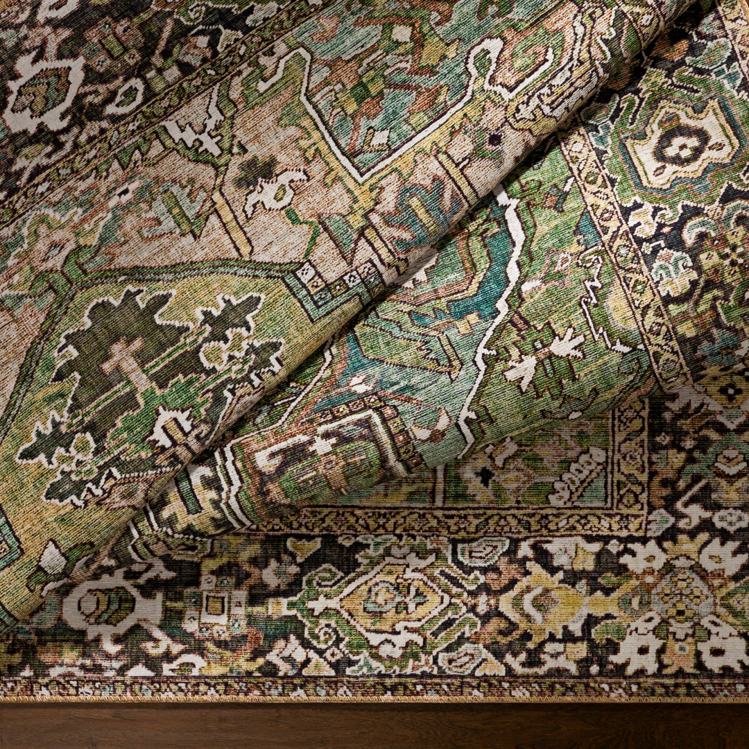 Albion Oriental Black/Green/Ivory Area Rug Mistana™ Rug Size: Rectangle 2'3" x 3'9"