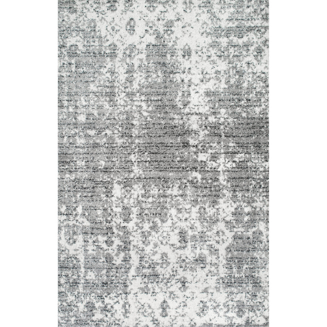 Deedra Modern Abstract Power Loom Performance Gray/White Rug 17 Stories Rug Size: Rectangle 10' x 14'