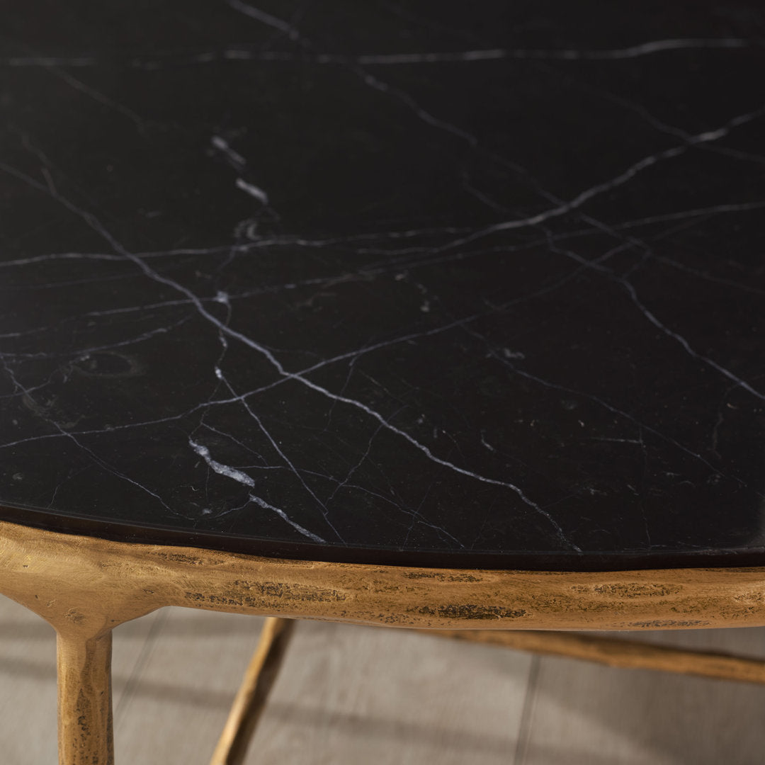 Evelynn 4 Legs Coffee Table Joss & Main Table Base Color: Brass, Table Top Color: Black