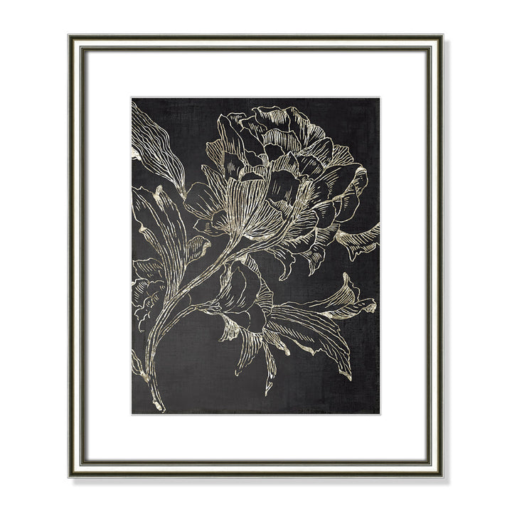 Golden Flower Folklore I by Asia Jensen - Picture Frame Graphic Art Print Joss & Main Size: 20.25" H x 17.25" W Format: Silver Framed