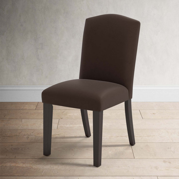 Estrela Upholstered Dining Chair Birch Lane™ Upholstery Color: Velvet Steel Gray, Leg Color: Black Wood