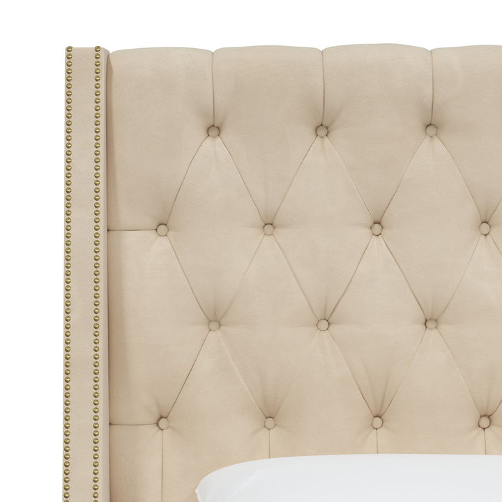 Annabel Upholstered Wingback Bed Kelly Clarkson Home Size: Full Body Fabric: Classic Pearl Performance Velvet
