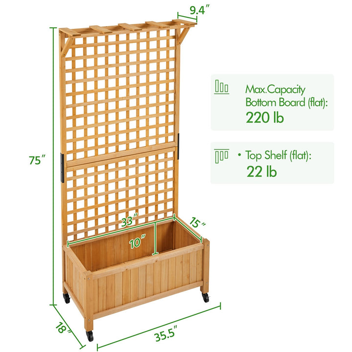 Handmade 72″ H × 35.5″ W Wood Planter Box with Trellis Arlmont & Co. Color: Light Brown