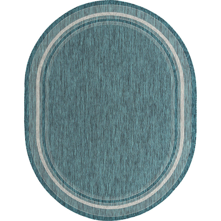 Sevil Teal/Beige/Gray Indoor / Outdoor Rug Breakwater Bay Rug Size: Oval 7'10" x 10'