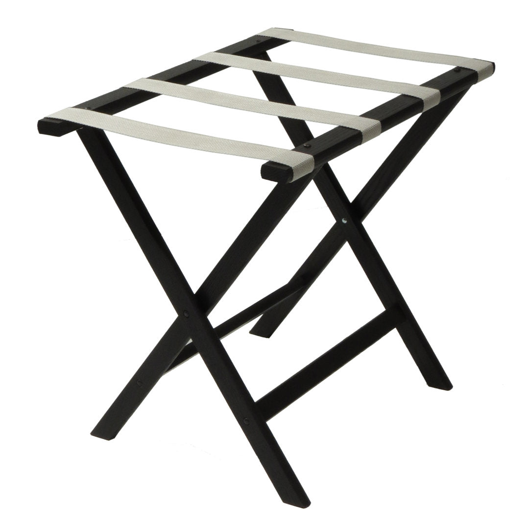 Folding Wood Luggage Rack Wooden Mallet Color: Black Fabric: Silver