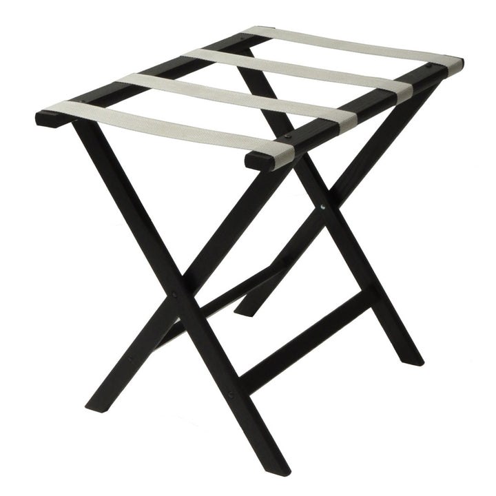 Folding Wood Luggage Rack Wooden Mallet Color: Black Fabric: Silver