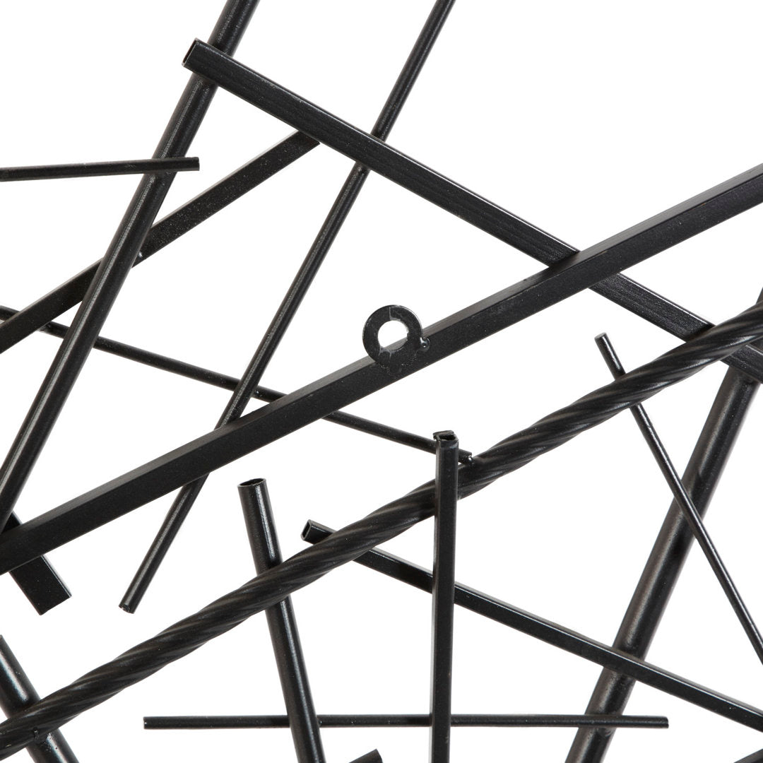 Black Metal Overlapping Lines Geometric Home Wall Decor Mercury Row®
