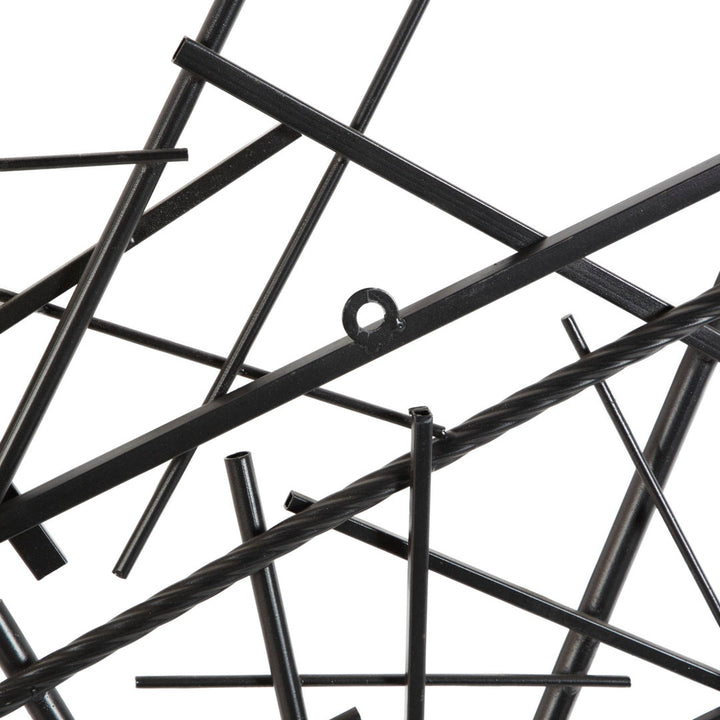 Black Metal Overlapping Lines Geometric Home Wall Decor Mercury Row®