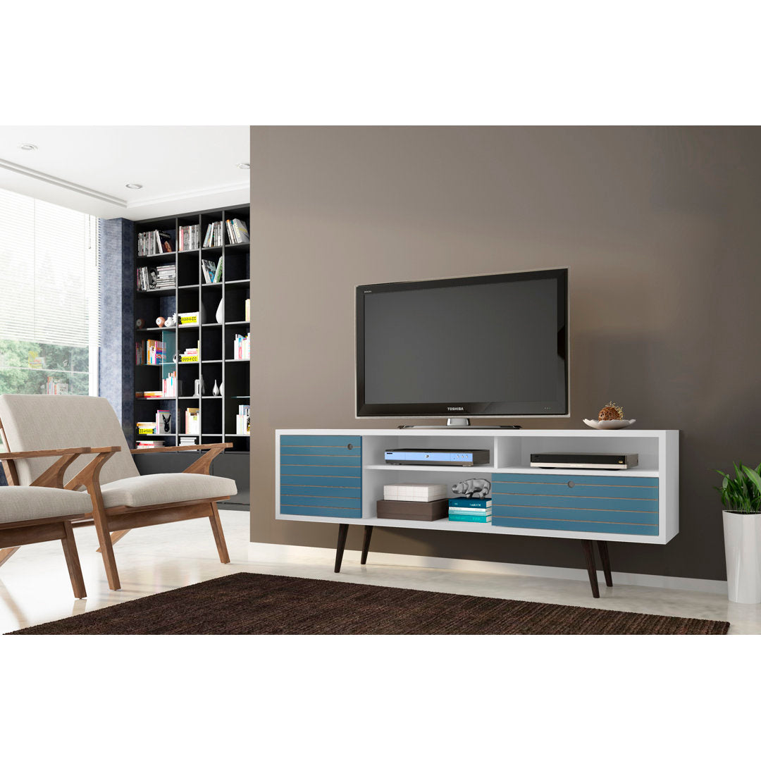 Darryl TV Stand Zipcode Design™ Color: White/Aqua Blue