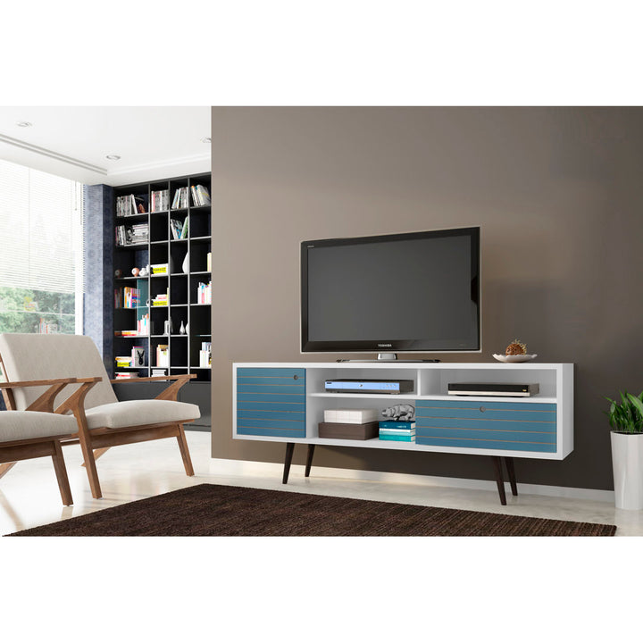 Darryl TV Stand Zipcode Design™ Color: White/Aqua Blue