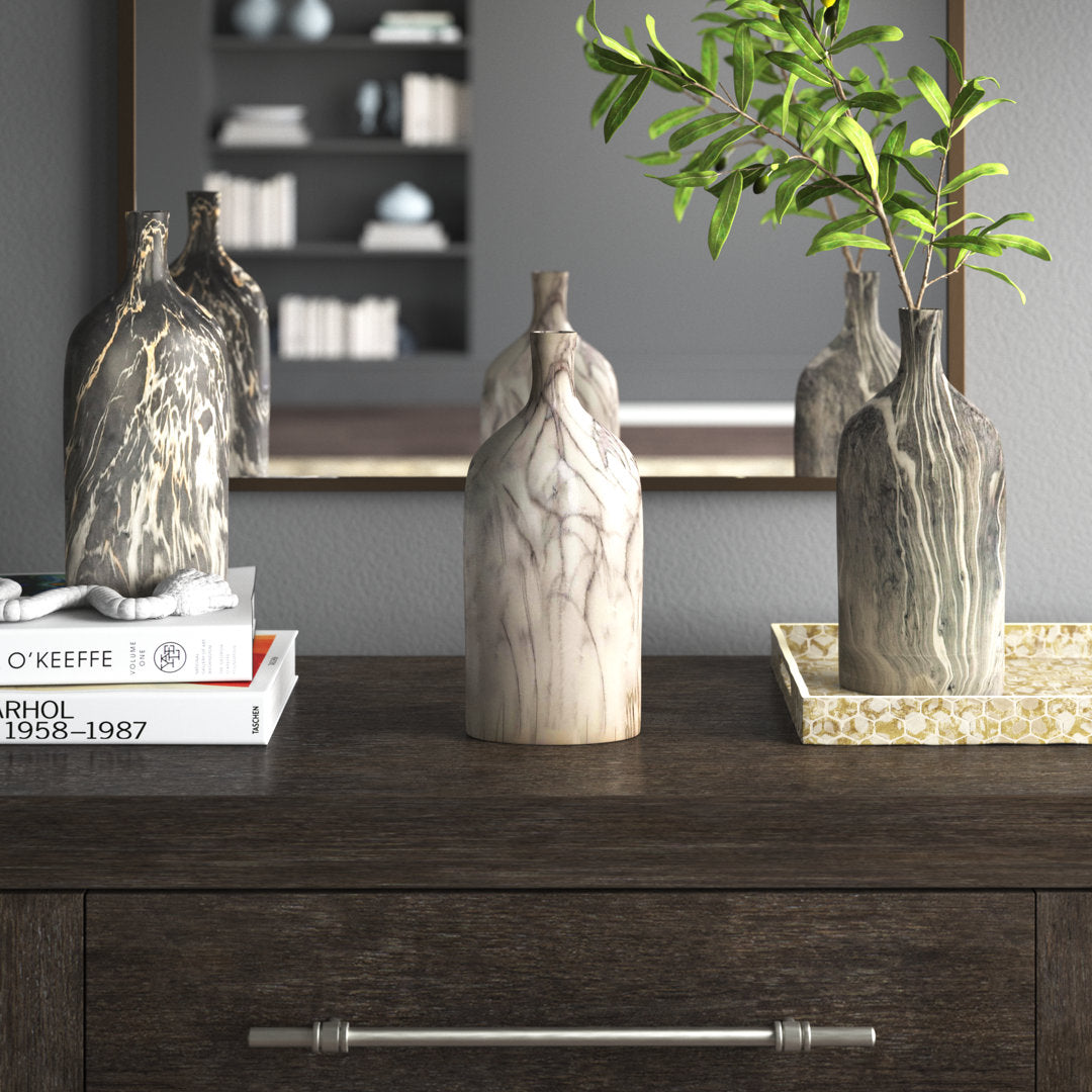 Carllene Black/White/Gray Ceramic Table Vase Set (Set of 3) Brayden Studio®