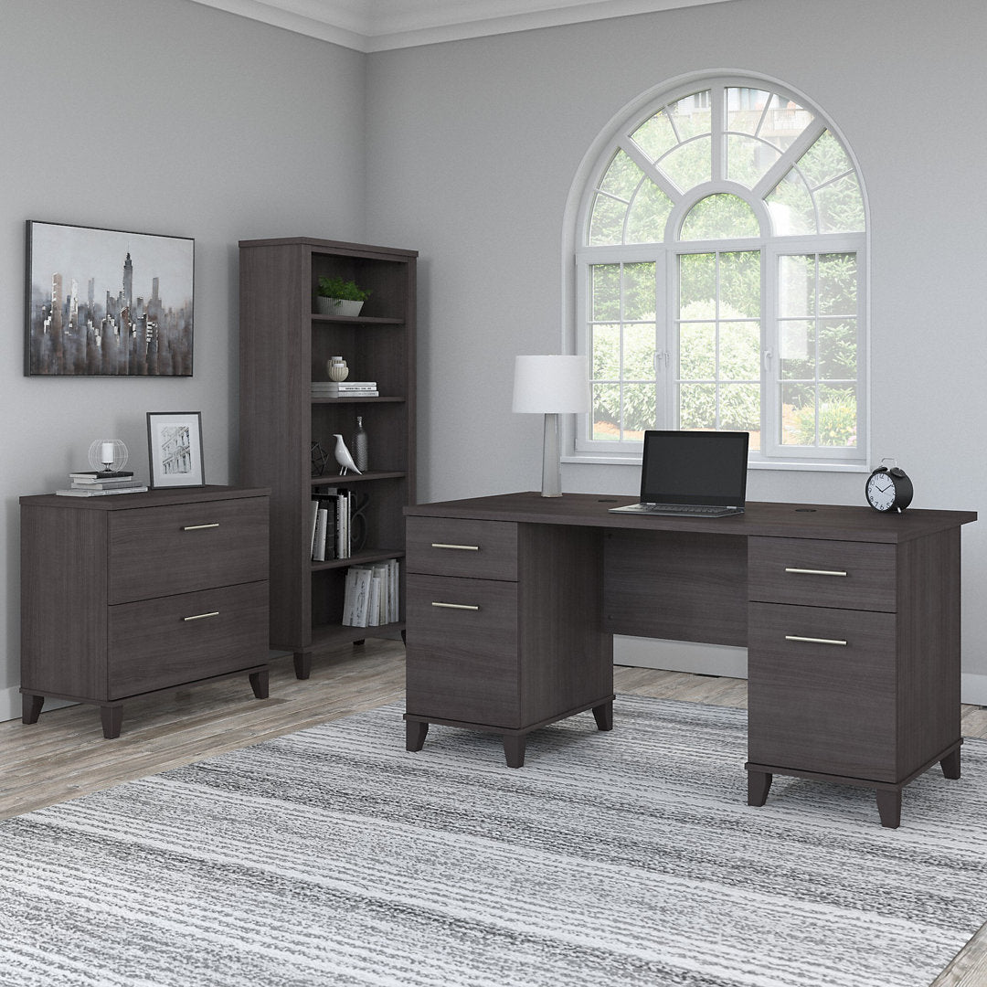 Magomed Executive Desk Gracie Oaks Color: Storm Gray