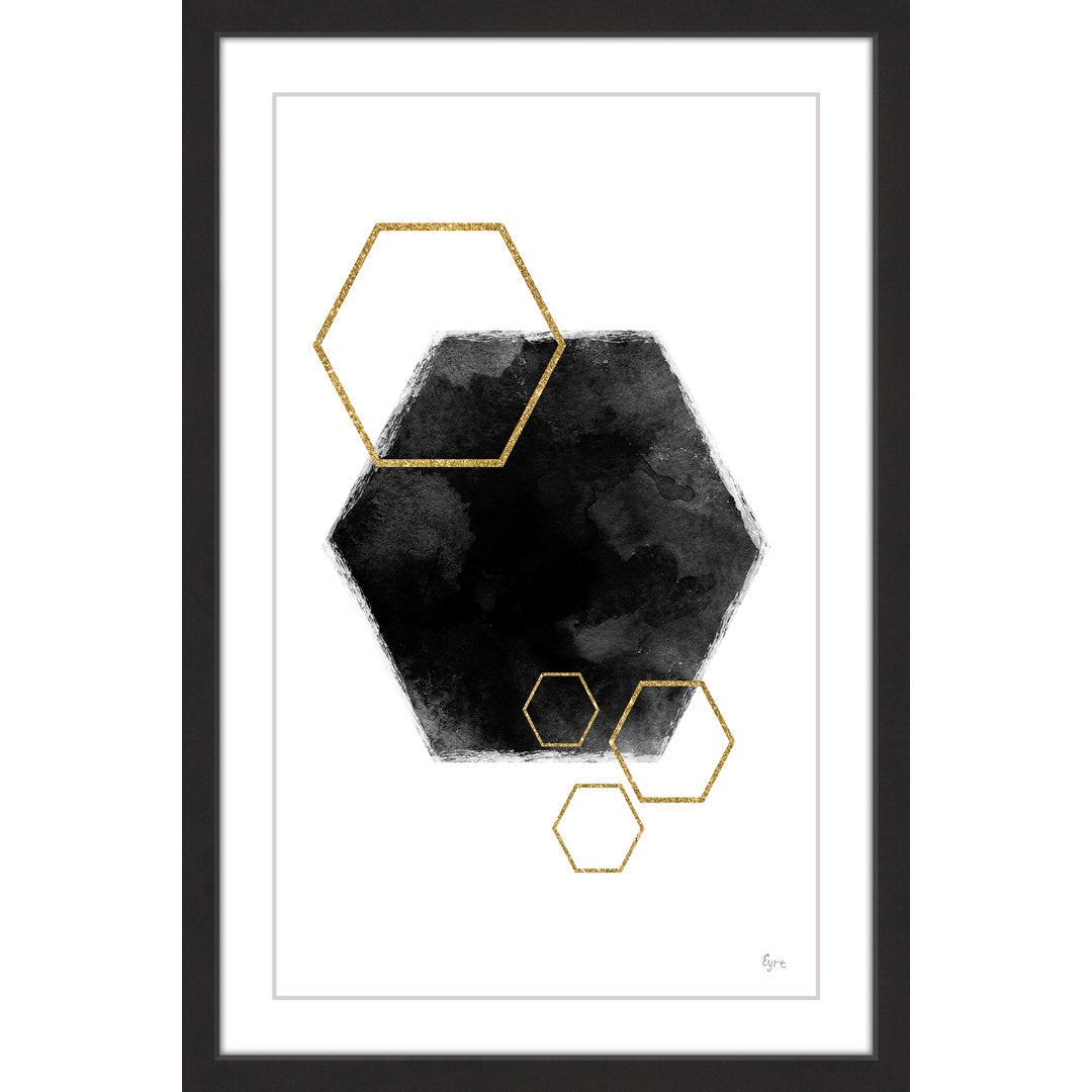 Black Hole Hexagon by Eyre Tarney Picture Frame  Print Etta Avenue™ Teen Size: 18" H x 12" W x 1.5" D