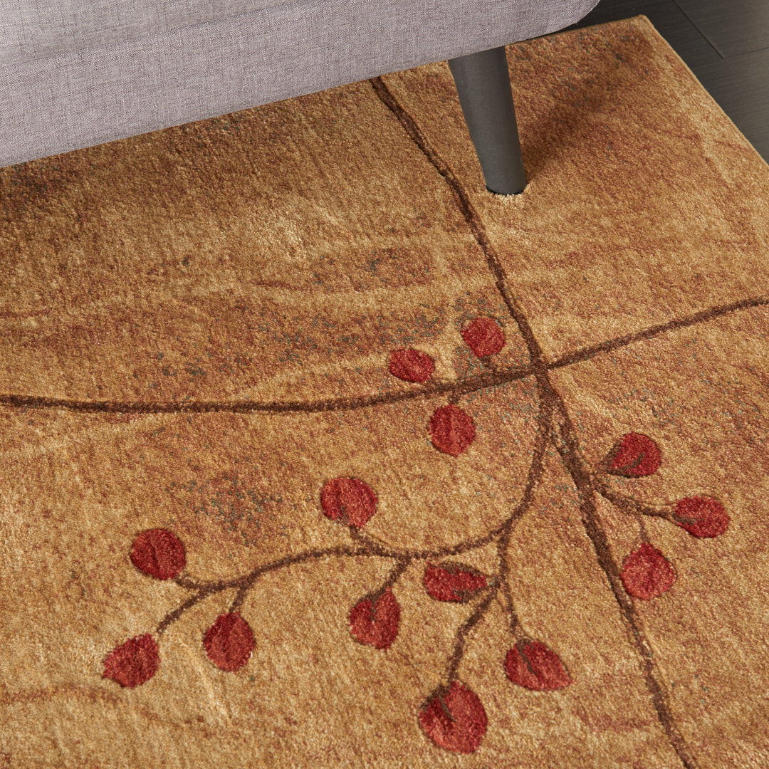 Arnim Floral Taupe/Beige/Red Area Rug Lark Manor™ Rug Size: Rectangle 5'6" x 7'5"