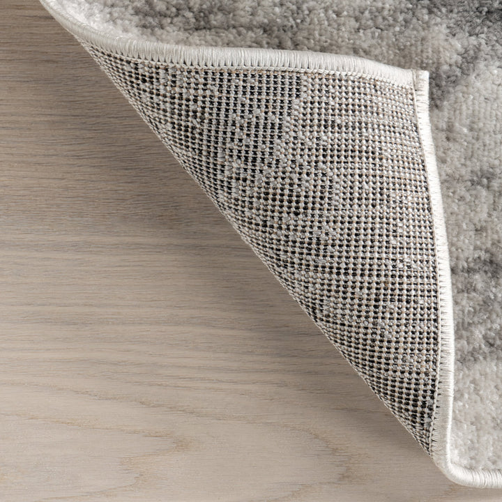 Amii Abstract Stripe Contemporary Ivory/Gray/Charcoal Area Rug Wrought Studio™ Rug Size: Square 7'6"