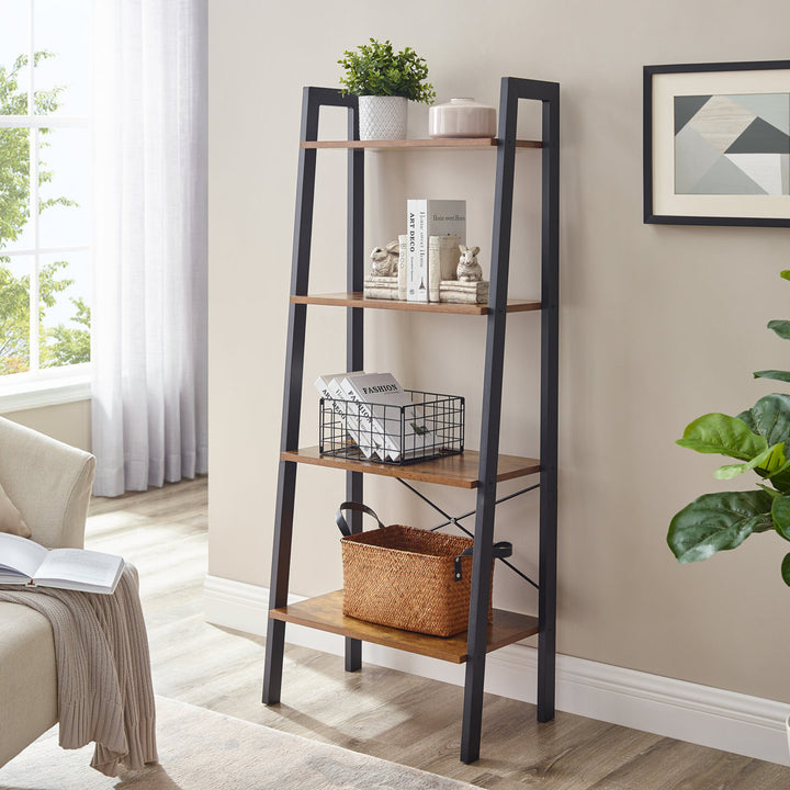 Parikh 54" H x 22.1" W Steel Etagere Bookcase Williston Forge Color: Black/Rustic Brown