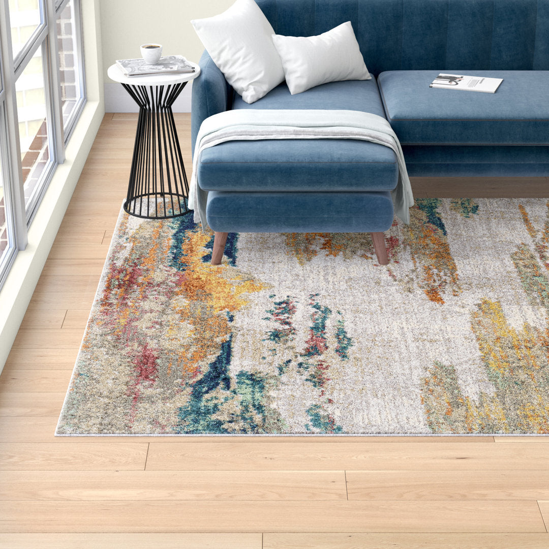 Diorio Saffron/Teal/Light Gray Area Rug Wade Logan® Rug Size: Rectangle 9' x 12'