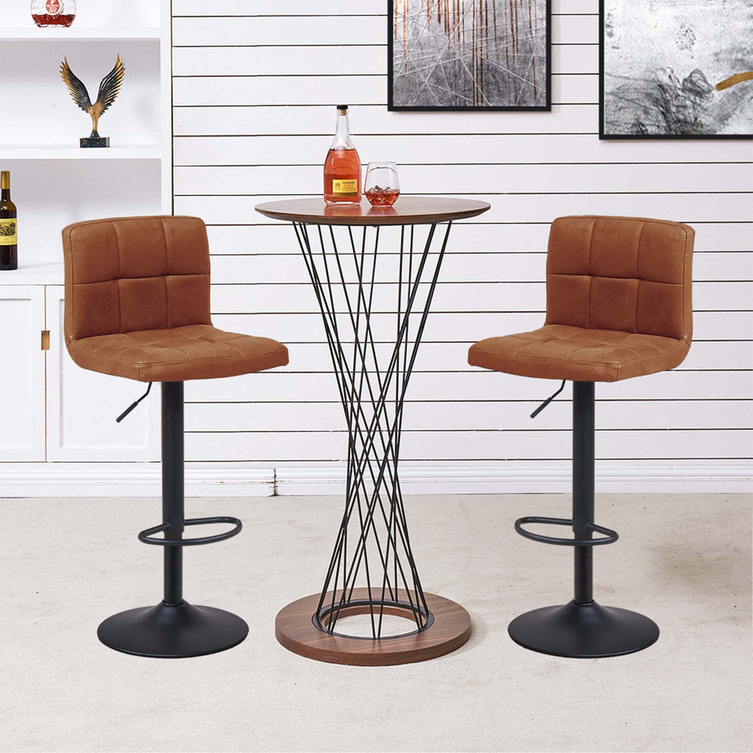 Amjed Swivel Adjustable Height Bar Stool (Set of 2) Latitude Run® Upholstery: Brown