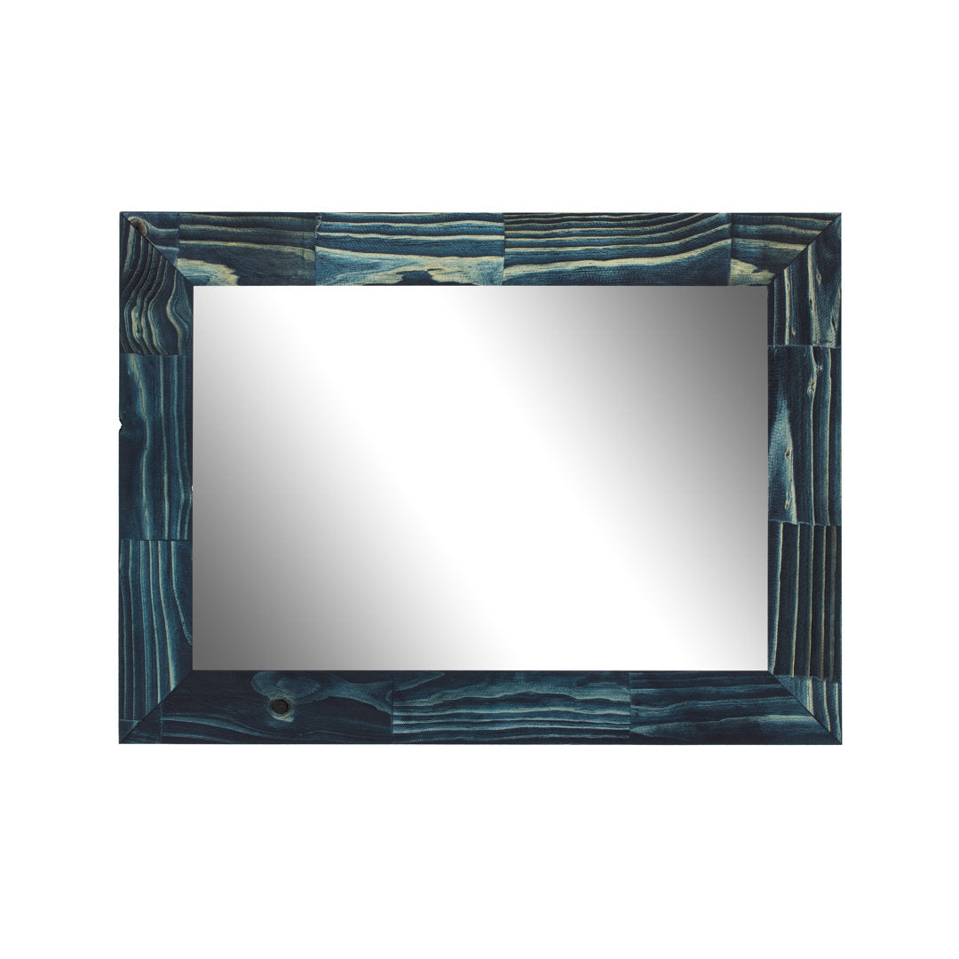 Aydrien Farmhouse / Country Distressed Mirror Millwood Pines Size: 34" x 24" Finish: Blue