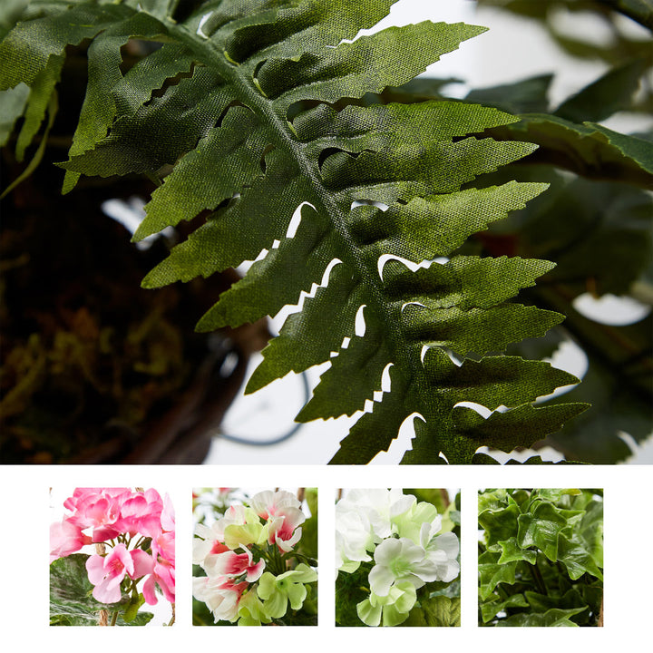 Faux Boston Fern - Hanging Natural and Lifelike Artificial Arrangement and Imitation Greenery with Basket for Home or Office Décor Bay Isle Home™