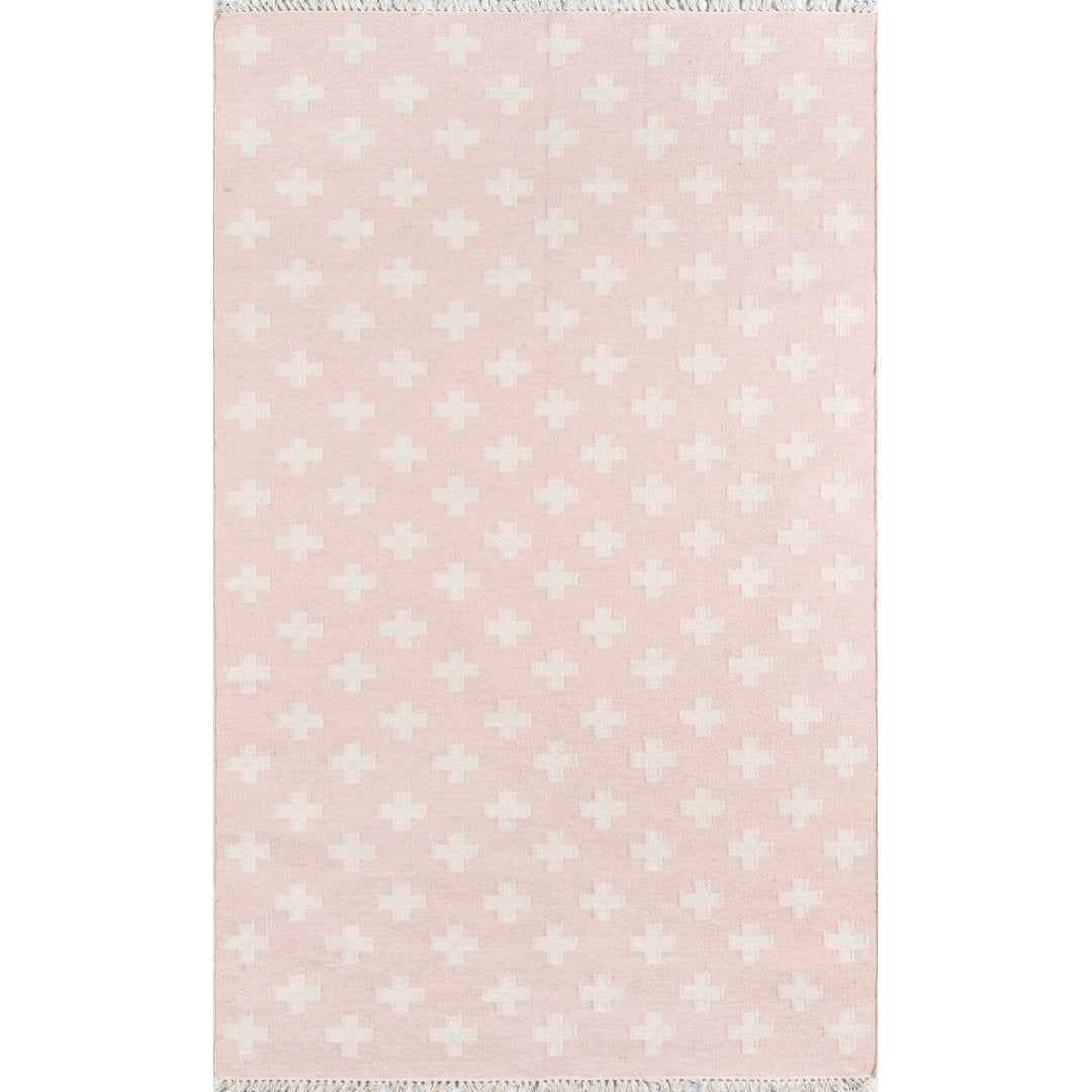Topanga Reversible Handwoven Flatweave Wool Pink/White Area Rug Novogratz Rug Size: Rectangle 5' x 7'6"