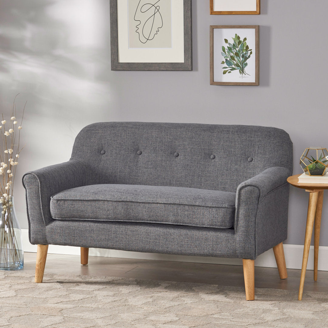 Deby 49.75" Flared Arm Loveseat George Oliver Upholstery Color: Gray Polyester