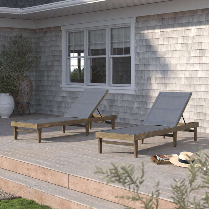 Scheiner 24'' Outdoor Acacia Chaise Lounge (Set of 2) Birch Lane™ Color: Gray