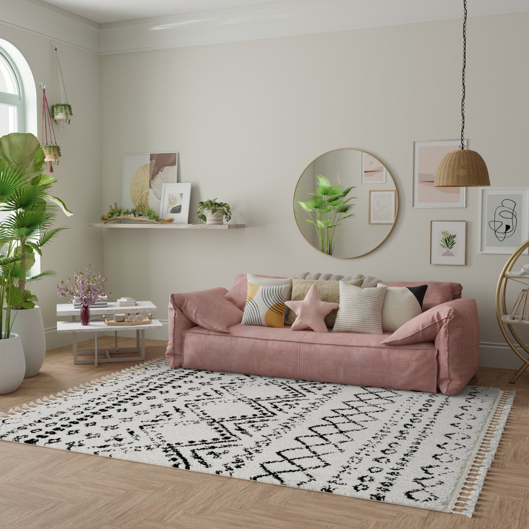 Mason Shag Tribal Whisper White Area Rug CosmoLiving by Cosmopolitan Rug Size: Rectangle 8' x 10'