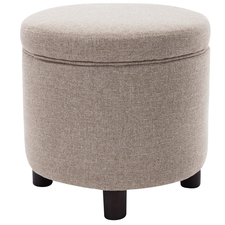 Amoret 19" Wide Round Storage Ottoman Andover Mills™ Upholstery Color: Light Brown