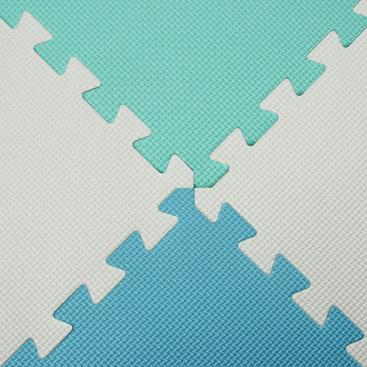Interlocking Foam Playmat (Set of 18) LAITIMIA Color: Blue/White/Green