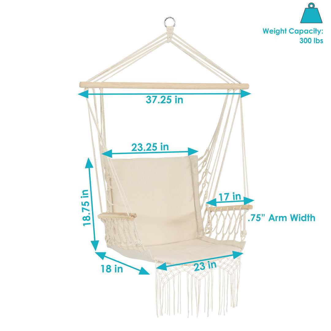 Jacklyn Polycotton Indoor or Outdoor Hammock Hanging Chair with Armrests - Natural Dakota Fields