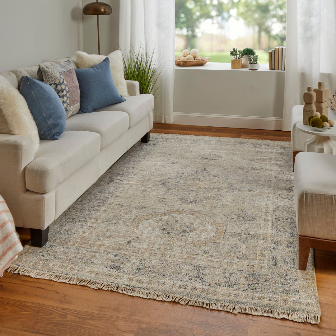 Alberdine Transitional Medallion Handmade Sand Rug Lark Manor™ Rug Size: Rectangle 9' x 12'