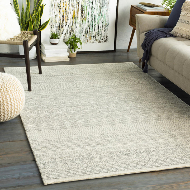 Lansing Geometric Hand-Tufted Wool Gray/Cream Area Rug Steelside™ Rug Size: Rectangle 3' x 5'