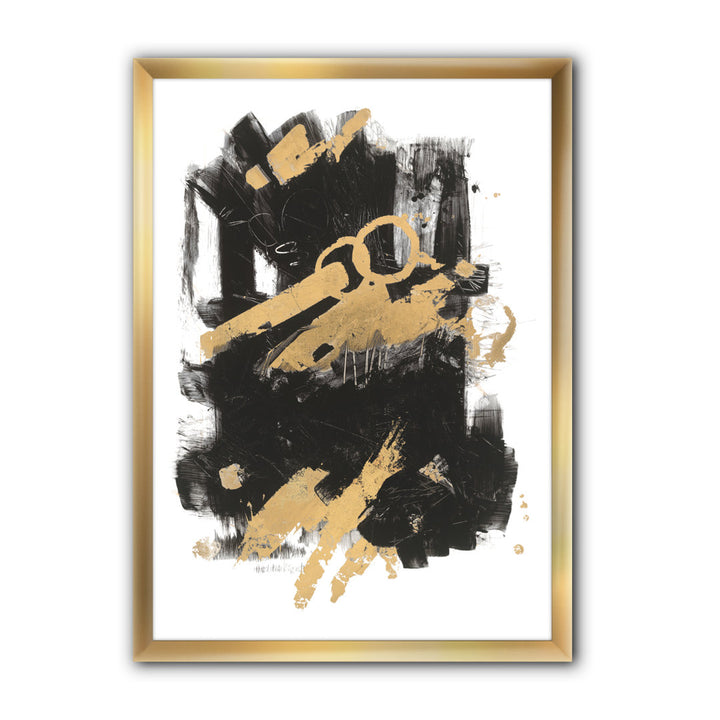 Gold and Black Drift I' Picture Frame Print on Canvas East Urban Home Size: 40" H x 30" W x 1.5" D Format: Gold Framed