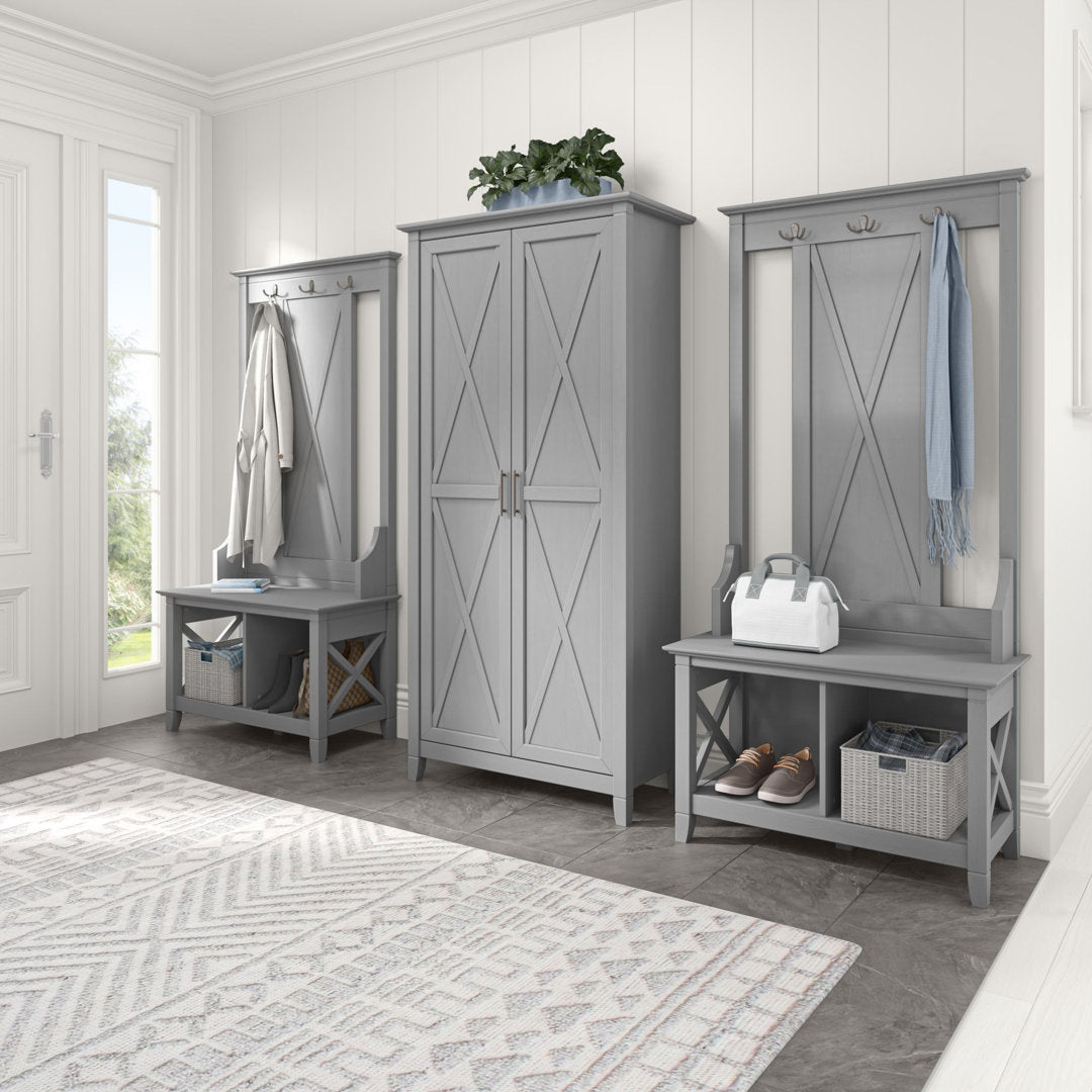 Huckins Hall Tree 32'' Wide with Bench and Shoe Storage Laurel Foundry Modern Farmhouse® Color: Cape Cod Gray