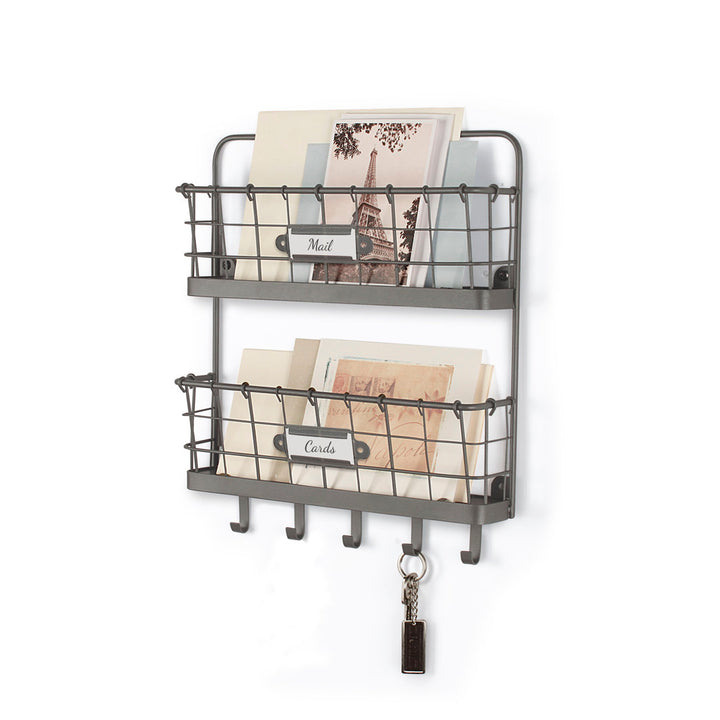 Dickinson 2-Tier Letter Holder Organizer with Wall Baskets Williston Forge Finish: Gray