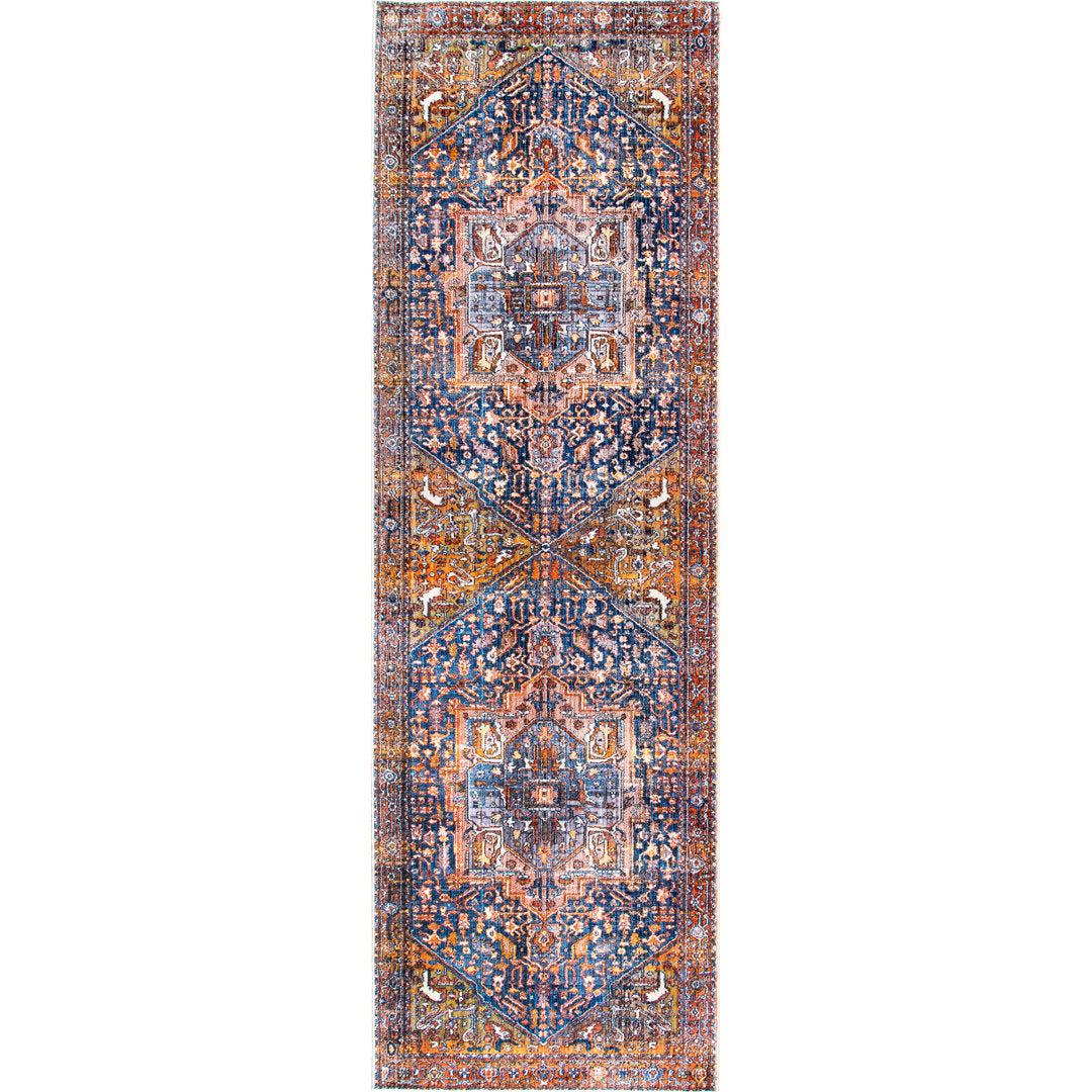 Windmere Traditional Oriental Medallion Rust/Brick/Navy Area Rug Langley Street® Rug Size: Runner 2'6" x 12'