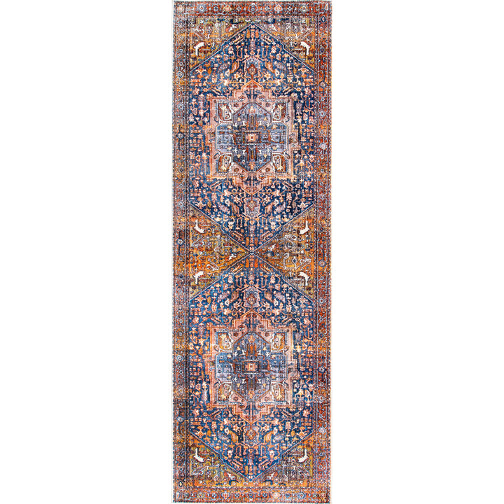 Windmere Traditional Oriental Medallion Rust/Brick/Navy Area Rug Langley Street® Rug Size: Runner 2'6" x 12'