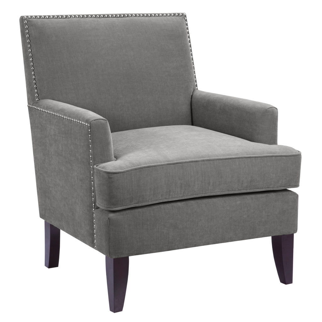 Colton Nailhead Club Chair Three Posts™ Upholstery Color: Gray Polyester