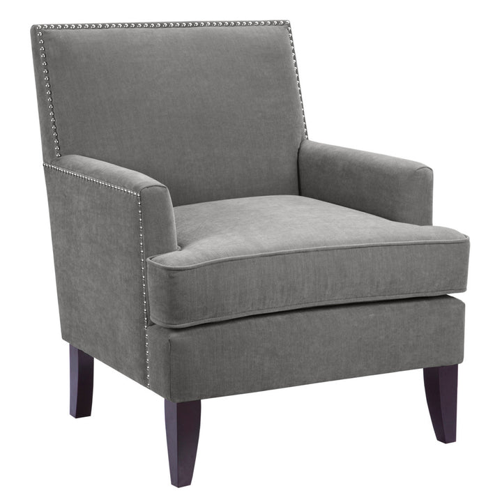 Colton Nailhead Club Chair Three Posts™ Upholstery Color: Gray Polyester