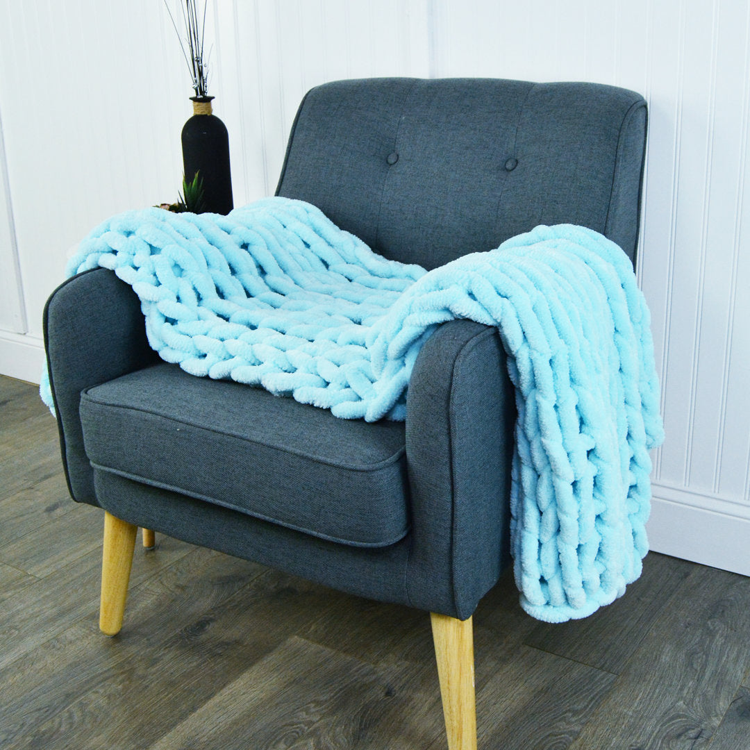 Chenille Knitted Chenille Throw Donna Sharp Color: Light Blue
